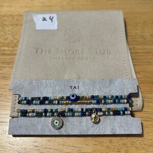 NWT Tai Shore Club Turks + Caicos (Item - 24) Set of 4 Beaded Evil Eye Bracelets